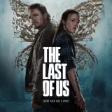 Joel i Ellie, bohaterowie serialu The Last of Us sezon 2, stoją plecami do siebie na tle mrocznego, niebieskiego tła z motywem grzybni.