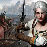 Ciri z mieczem w dłoni, w tle Geralt na koniu. Spekulacje o wiedźmin 4 wymagania.