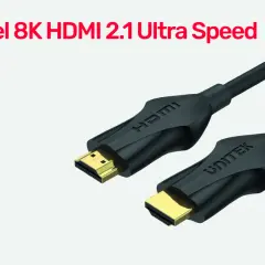 Kabel 8K HDMI 2.1 Ultra Speed z przepustowością 48 Gbps, obsługujący 8K 60Hz i 4K 120Hz.
