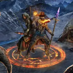 Dwóch bohaterów w magicznym kręgu, otoczonych przez potwory. To właśnie jest esencja gry rpg co to.