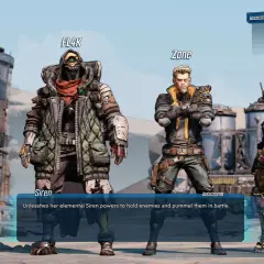 Amara, FL4K, Zane i Moze – ekipa bohaterów Borderlands 3 gotowa na przygodę.