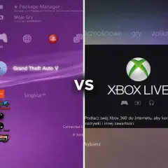Porównanie interfejsów PS3 i Xbox 360. Zastanawiasz się, jak pobrać gry na Xbox 360 za darmo? Ten obrazek pokazuje menu obu konsol.