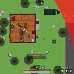 Gracz Leo w grze surviv.io walczy w domu, ma 7 zabójstw i M416. Czerwona strefa zbliża się.