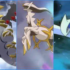 Giratina, Arceus i Lugia – najsilniejsze pokemony, gotowe do walki.