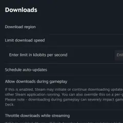 Ustawienia pobierania na Steam. Zmień region pobierania i wyłącz limit prędkości, by przyśpieszyć pobieranie na Steam.