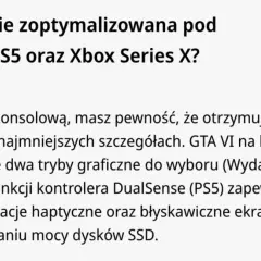 Optymalizacja GTA VI na PS5 i Xbox Series X. Premiera gry w 2026 roku zaoferuje tryby graficzne, wibracje haptyczne i szybkie ładowanie.
