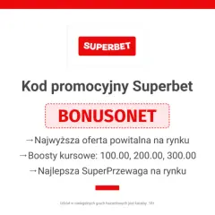 Kod promocyjny Superbet: BONUSONET. Zdobądź najwyższą ofertę powitalną, boosty kursowe i SuperPrzewagę. Idealne kody do Match Masters!