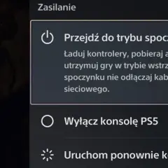 Menu zasilania PS5: opcja "Wyłącz konsolę PS5" jest widoczna, co pozwala na zakończenie gry.