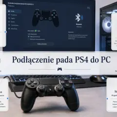 Podłączanie pada PS4 do PC przez USB lub Bluetooth. DS4Windows pozwala na pełną konfigurację i mapowanie przycisków.