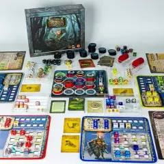 Plansza gry "Bones" z dodatkami, kostkami i żetonami. Wiele elementów do gry strategicznej, idealne dlc.
