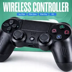 Czarny kontroler bezprzewodowy, kompatybilny z PS4, PS4 Slim, PS4 Pro i PC. Dowiedz się, jak podłączyć pada PS4 do PC.