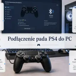 Podłączanie pada PS4 do PC przez USB lub Bluetooth. DS4Windows pozwala na pełną konfigurację i mapowanie przycisków.