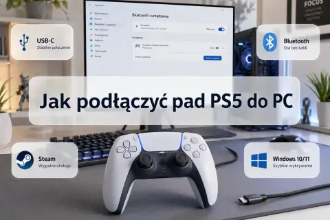 Jak podłączyć pad PS5 do PC przez USB-C lub Bluetooth. Instrukcja dla Windows 10/11 i Steam.