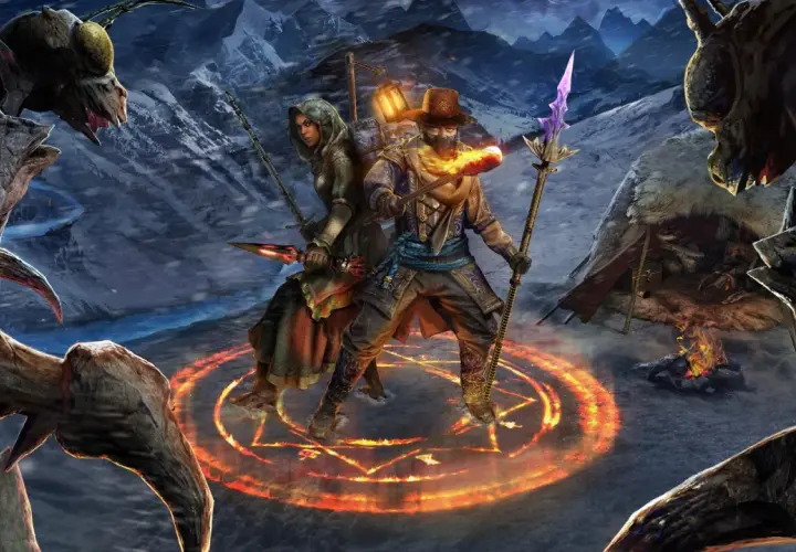 Dwóch bohaterów w magicznym kręgu, otoczonych przez potwory. To właśnie jest esencja gry rpg co to.