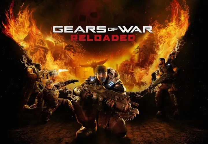 Żołnierze Gears of War walczą na tle płonącego miasta. Wyobraź sobie tę epicką strzelankę na PS5!
