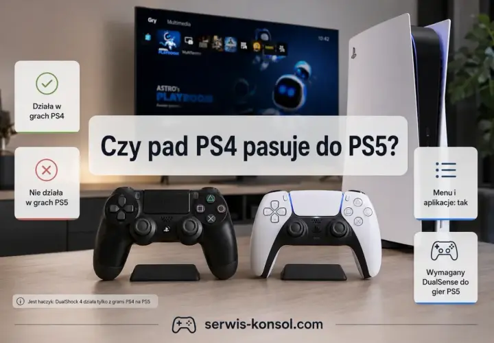 Czy pad PS4 pasuje do PS5? Tak, ale tylko do gier PS4. Do gier PS5 wymagany jest DualSense.