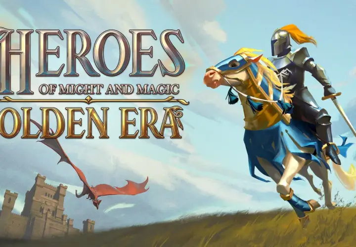 Rycerz na koniu, smok i zamek. Tytuł gry "Heroes of Might and Magic: Olden Era" zapowiada epickie przygody.