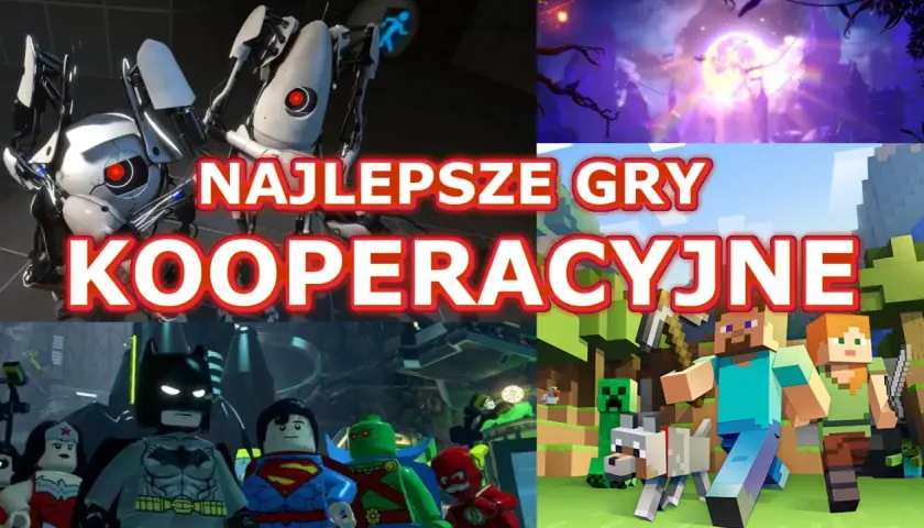 Najlepsze gry kooperacyjne: GLaDOS z Portal 2, bohaterowie LEGO, postacie z Minecrafta i mroczna kraina.