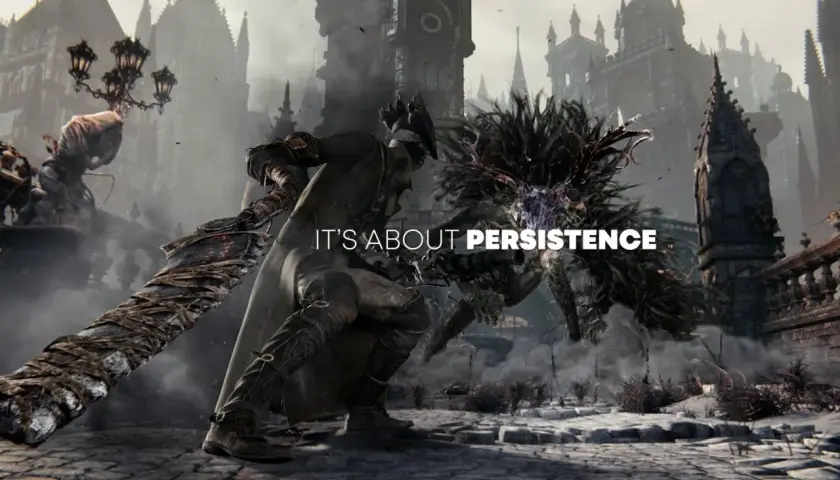 Łowca z Bloodborne 2 walczy z potworem w mrocznym mieście. "To kwestia wytrwałości".
