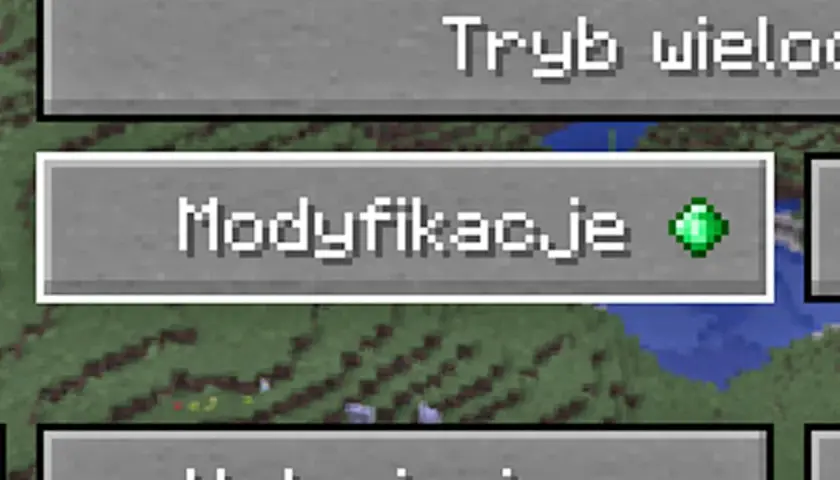 Przycisk "Modyfikacje" w menu gry Minecraft, który jest pierwszym krokiem, jak zainstalować mody do Minecraft.