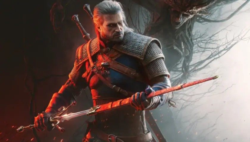 Geralt z Rivii gotów do walki z potworem. Fani spekulują o premierze Wiedźmin 4, wyczekując kolejnych przygód.