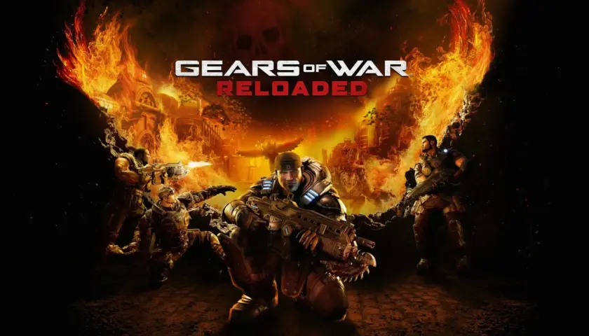 Żołnierze Gears of War walczą na tle płonącego miasta. Wyobraź sobie tę epicką strzelankę na PS5!