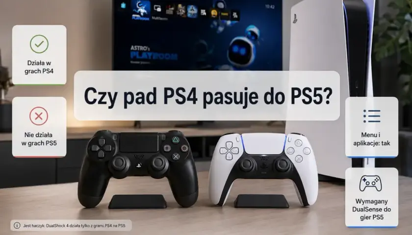 Czy pad PS4 pasuje do PS5? Tak, ale tylko do gier PS4. Do gier PS5 wymagany jest DualSense.