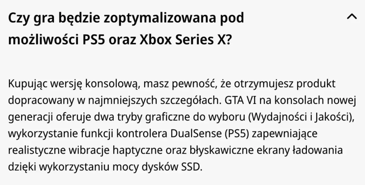 Optymalizacja GTA VI na PS5 i Xbox Series X. Premiera gry w 2026 roku zaoferuje tryby graficzne, wibracje haptyczne i szybkie ładowanie.