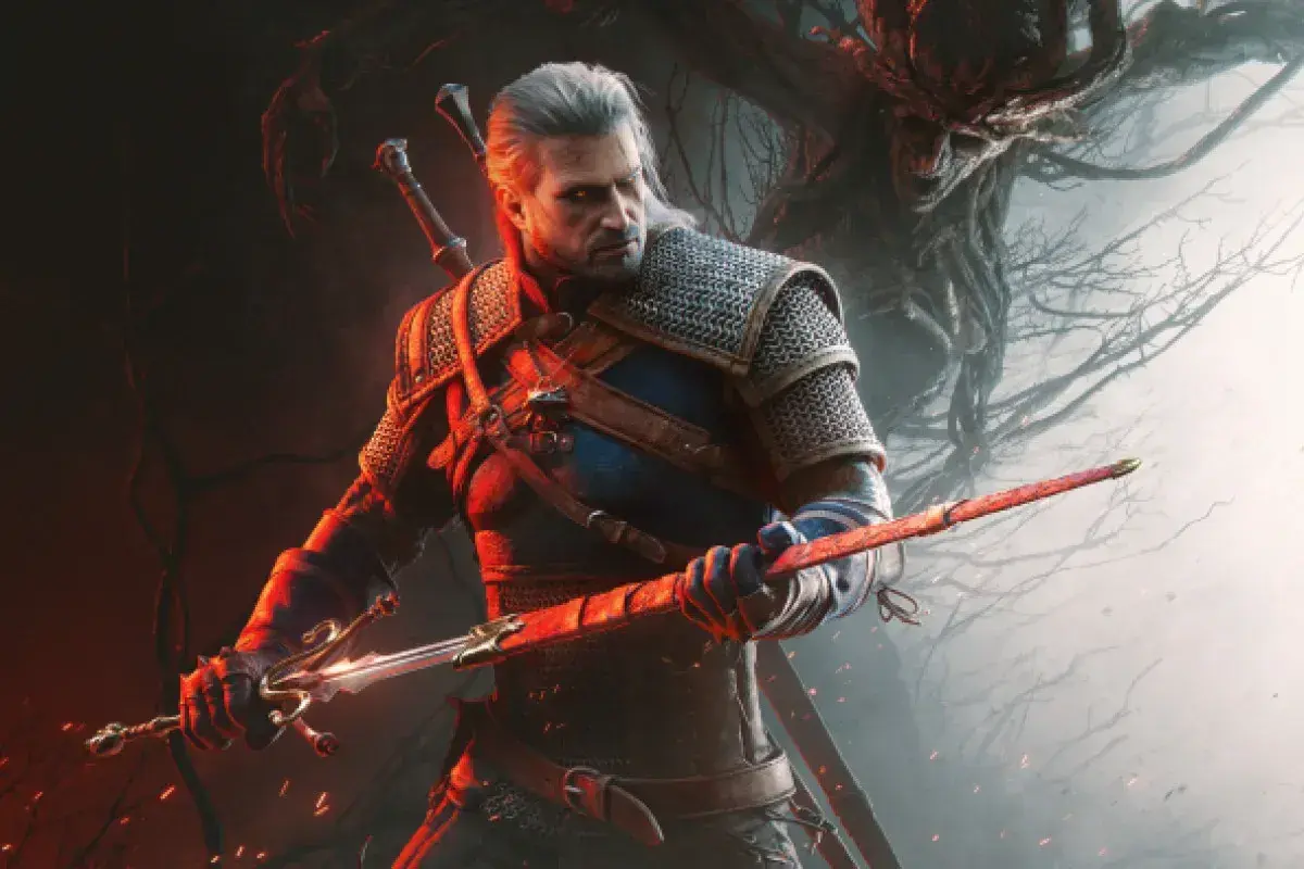 Geralt z Rivii gotów do walki z potworem. Fani spekulują o premierze Wiedźmin 4, wyczekując kolejnych przygód.