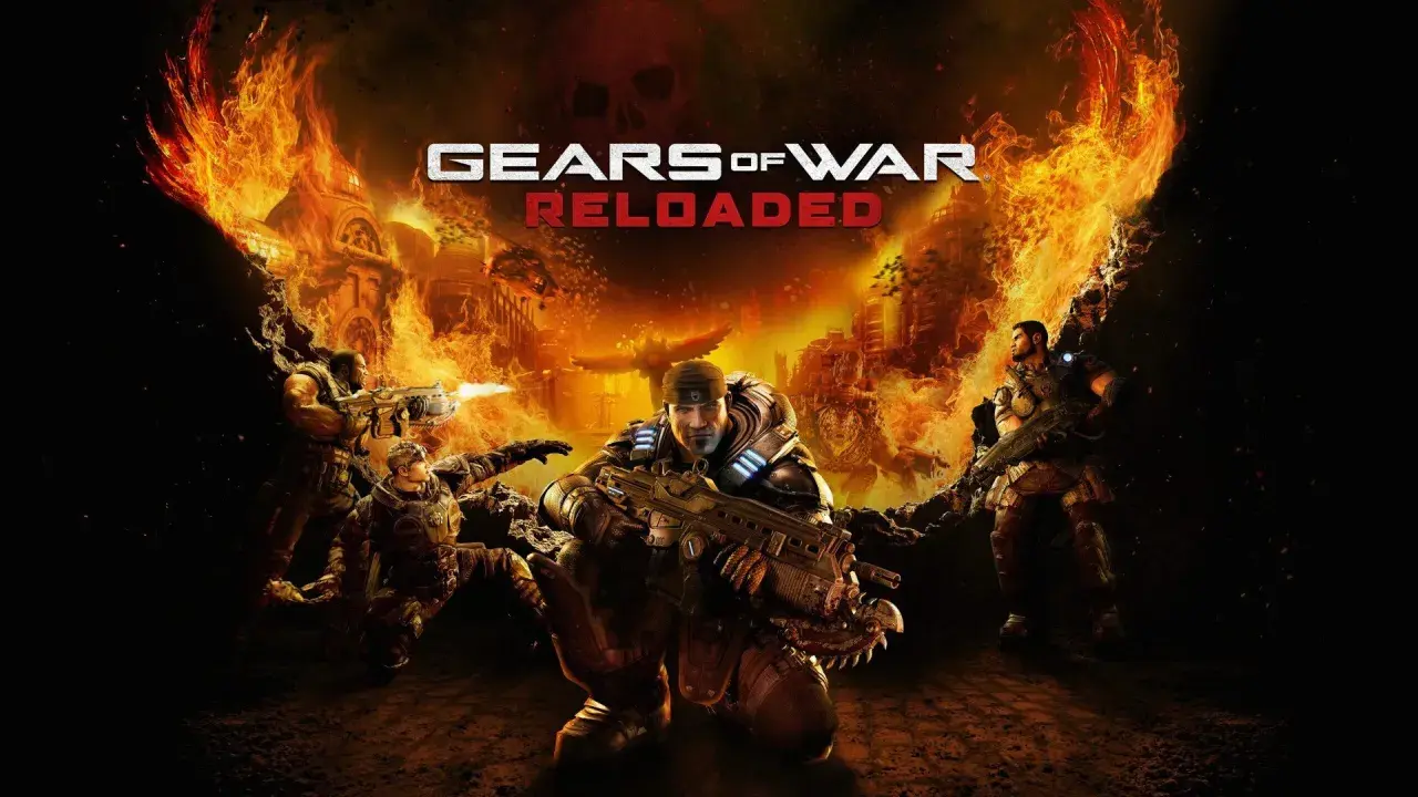 Żołnierze Gears of War walczą na tle płonącego miasta. Wyobraź sobie tę epicką strzelankę na PS5!