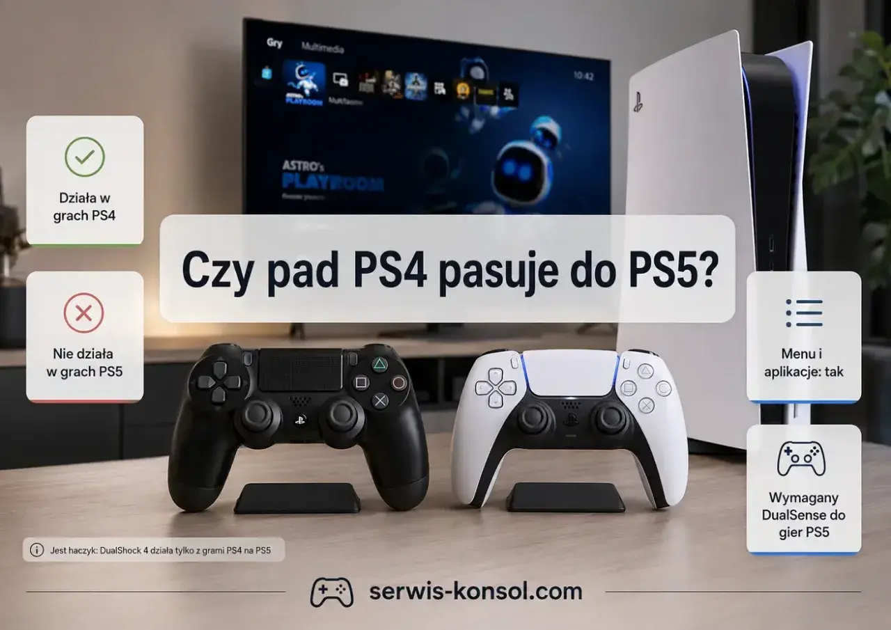 Czy pad PS4 pasuje do PS5? Tak, ale tylko do gier PS4. Do gier PS5 wymagany jest DualSense.