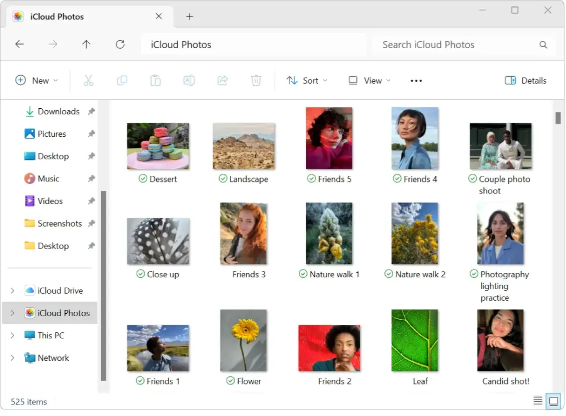 Interfejs aplikacji iCloud dla Windows