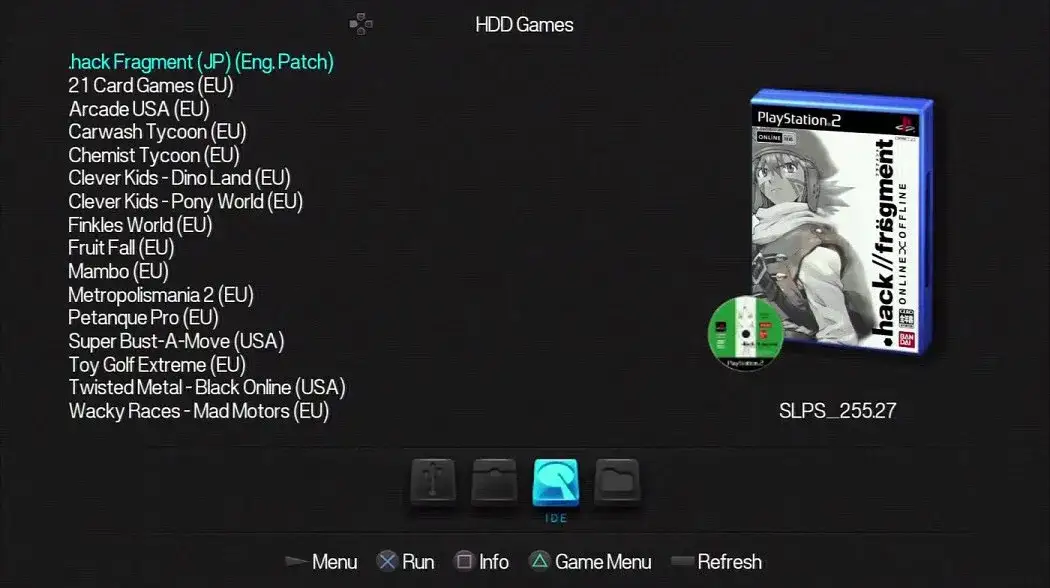 Open PS2 Loader interface