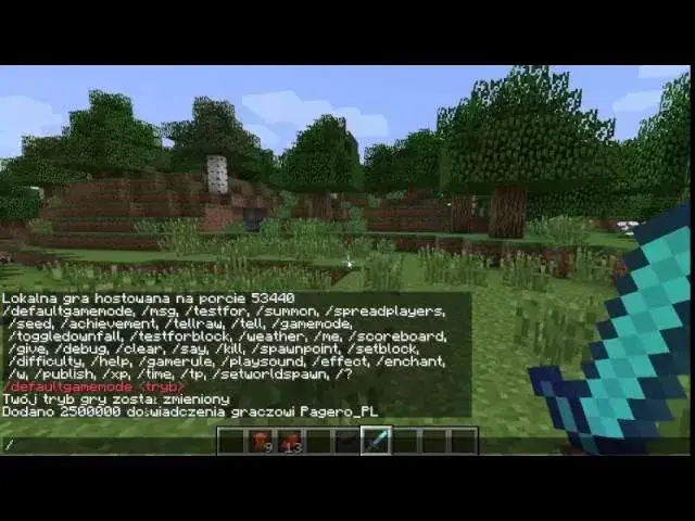 Minecraft komenda gamemode przykład