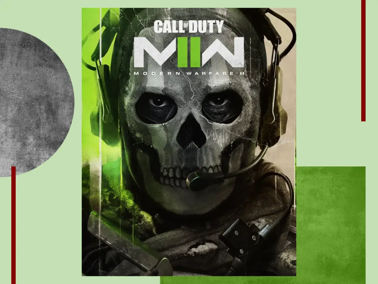 Okładka gry Call of Duty: Modern Warfare II (mw) z czaszką w słuchawkach i mikrofonie.