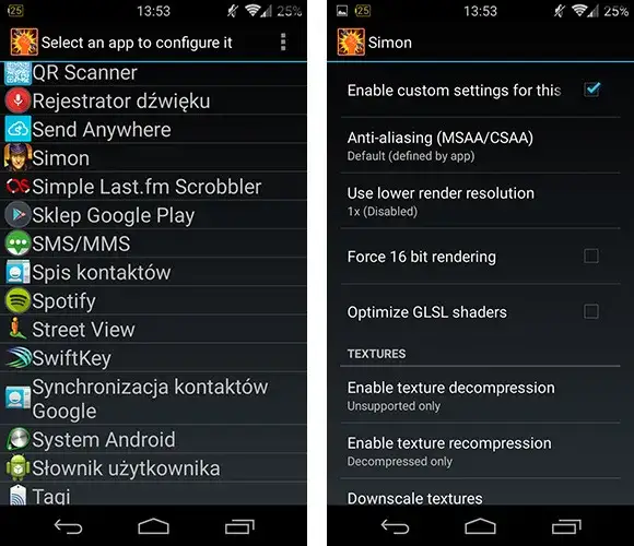 ustawienia graficzne w grze mobilnej android