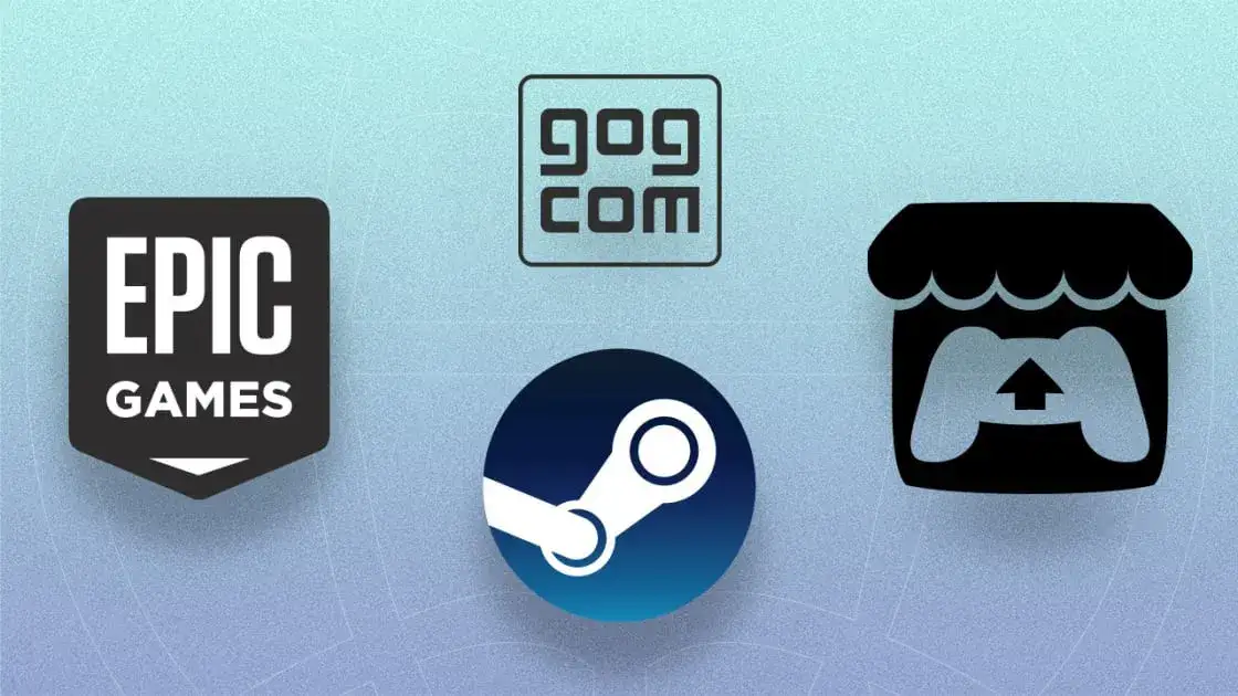 Loga platform do gier PC Steam GOG Epic Games Store