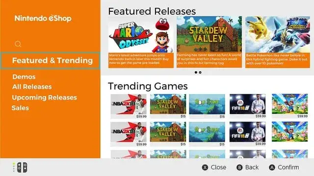 Nintendo eShop interface
